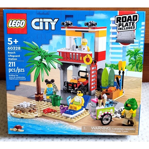 NIB LEGO® City Beach Lifeguard Station ATV 60328 includes Road Plate RETIRED - Picture 1 of 6